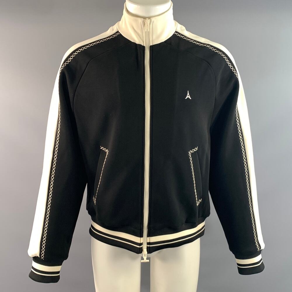 MANIERE DE VOIR Chest Size Size M Black White Tencel Blend Track Jacket